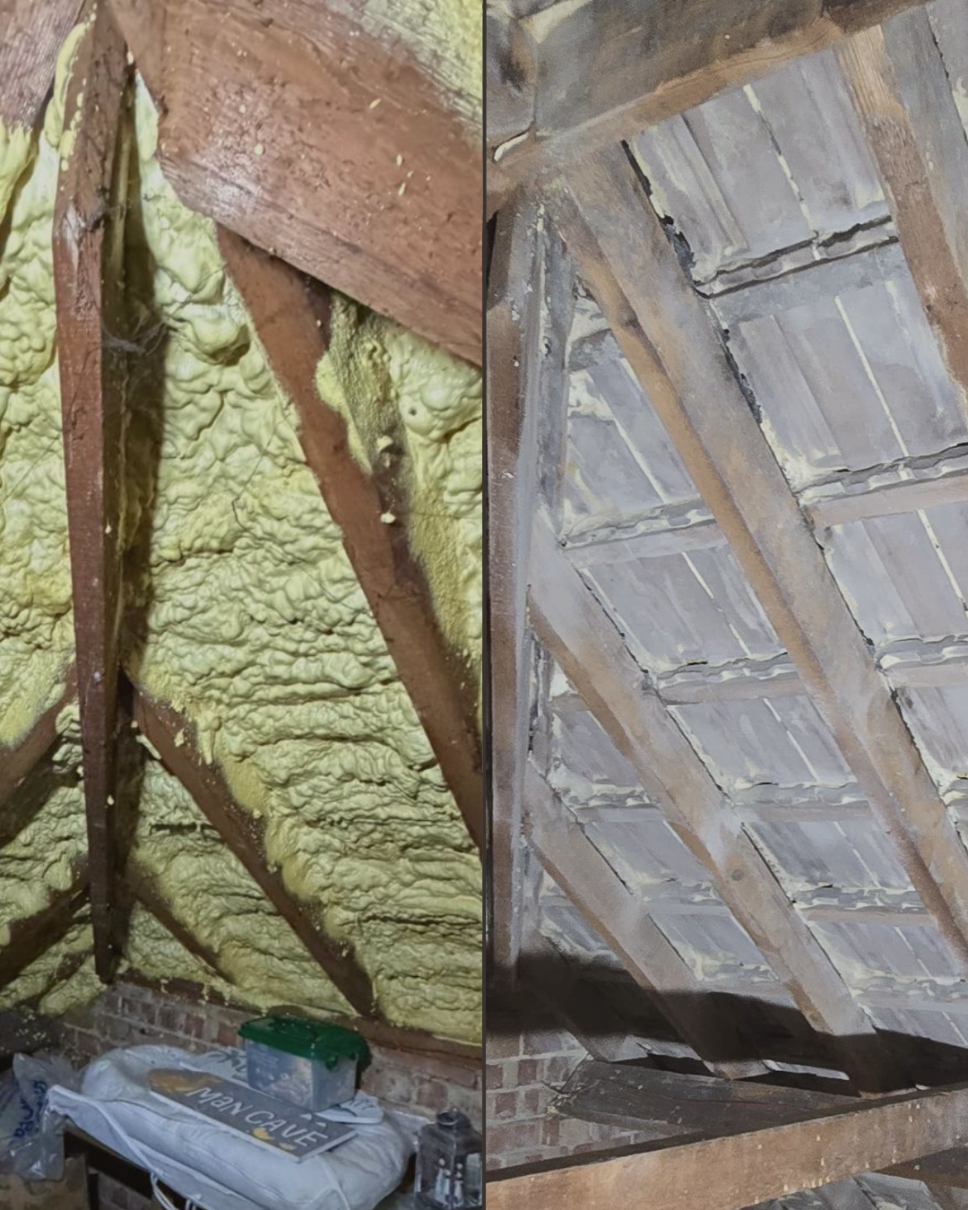 before and after closed cell spray foam removal